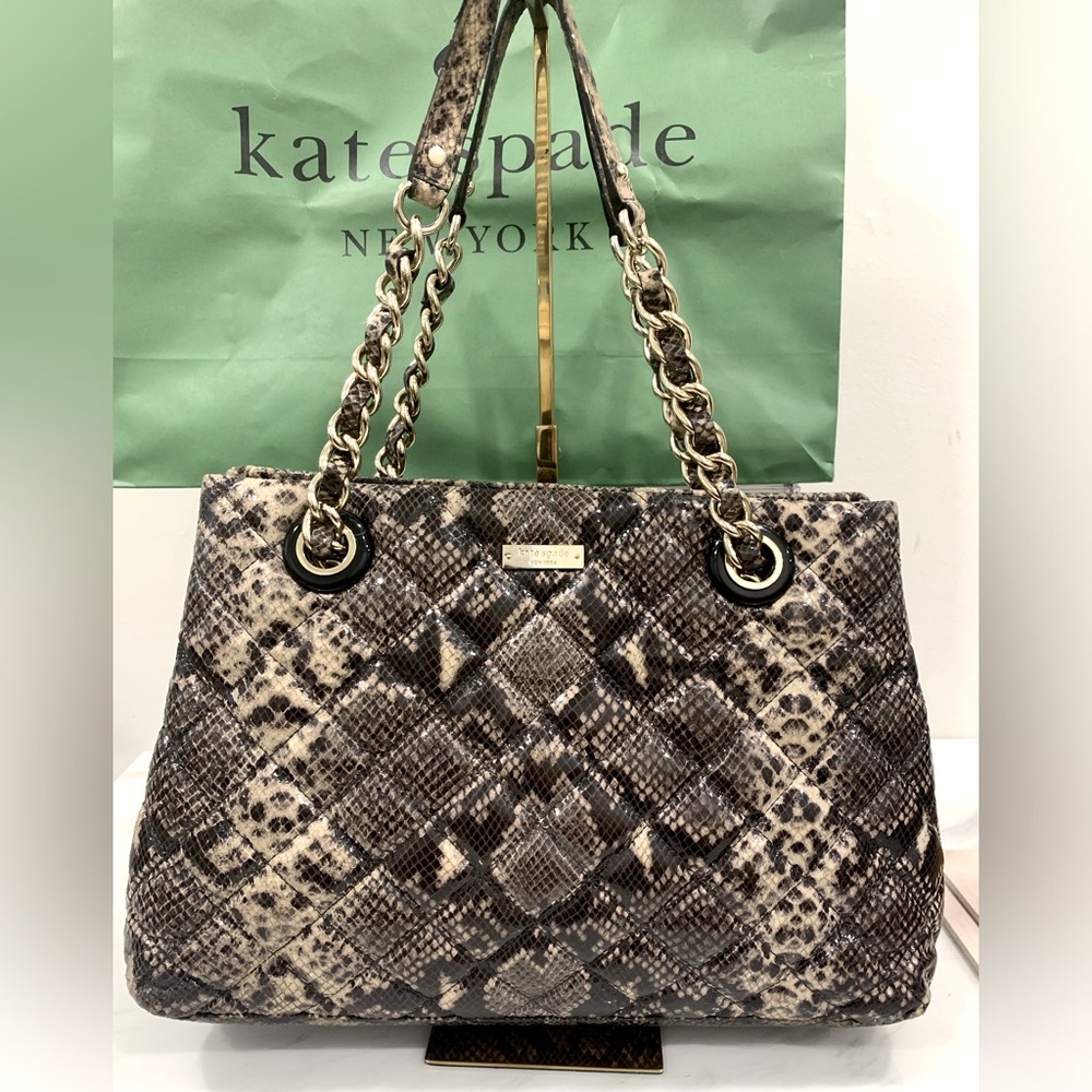 Kate Spade Snake Print Shoulder Bag - Black and Cream